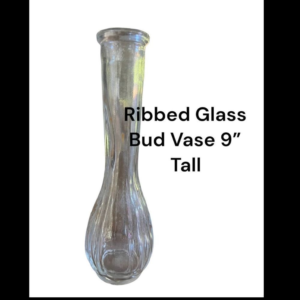 Glass Ribbed Bud Vase